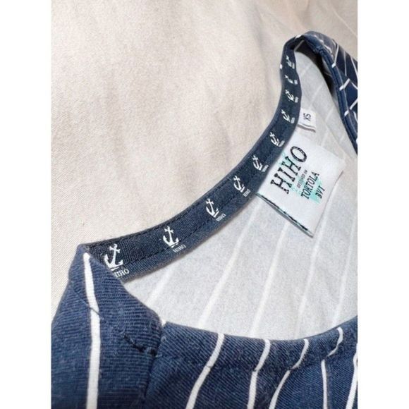 HiHo Striped Print Rope Tie Cotton/Spandex Dress XS Sailing Outfit Short Sleeve - Picture 3 of 7